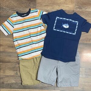 Kids Matching Set with Striped and Navy T-Shirts